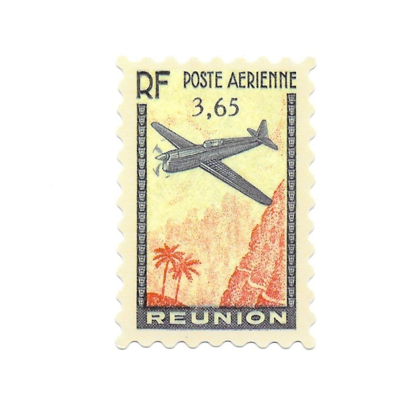 Reunion Air Mail Postage Stamp Sticker Vintage Plane Tropical Art Laptop Decal