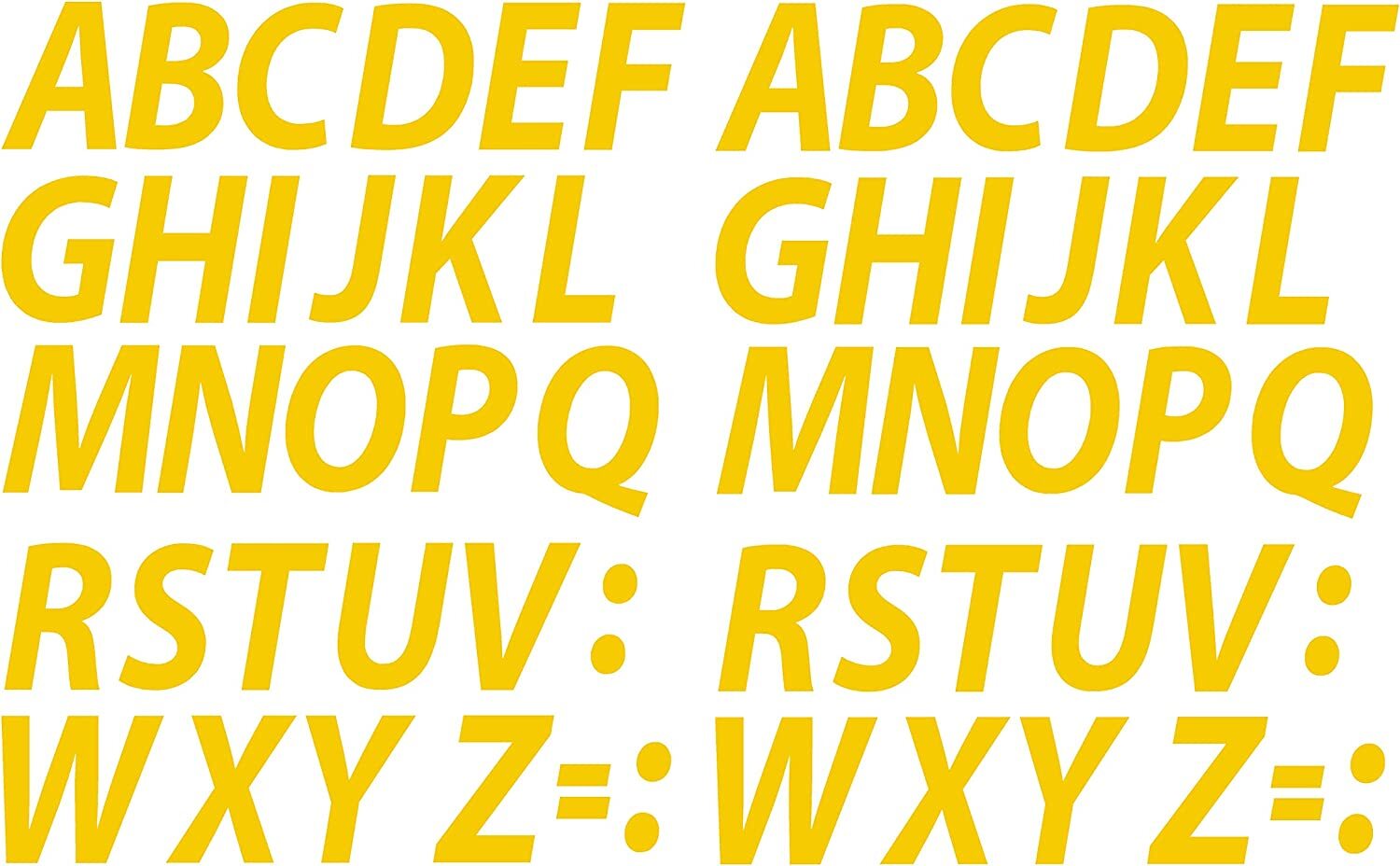 A-Z Letters Reflective Yellow Sticker Vinyl Decals 1" – 12" Set Of 2 (610-R)