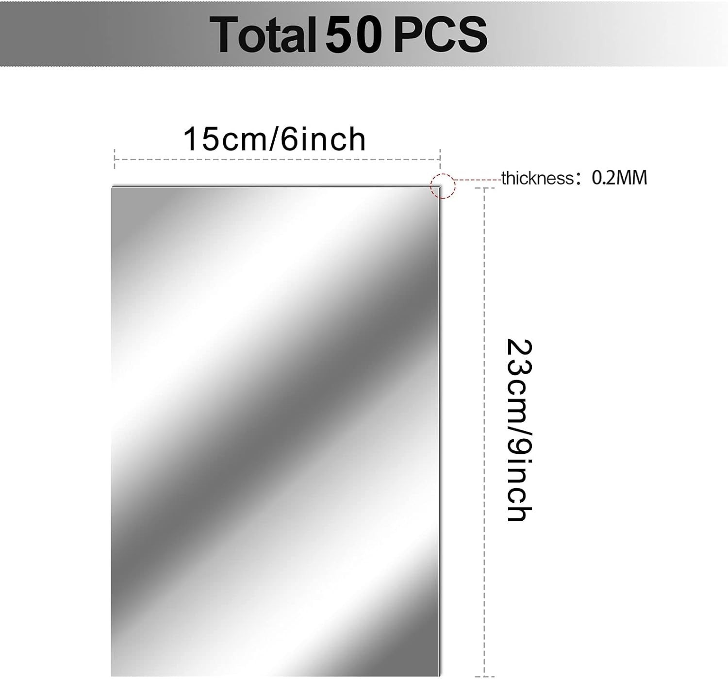 Reflective Mirror Stickers – 50 Pieces, 6×9 Inches
