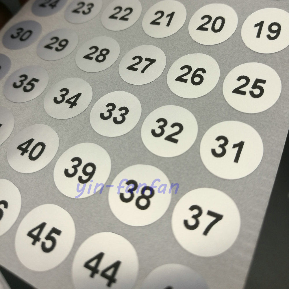 4000PCS Serial number from 1 to 200 Label Stickers 10mm Silver Waterpproof 0.4"