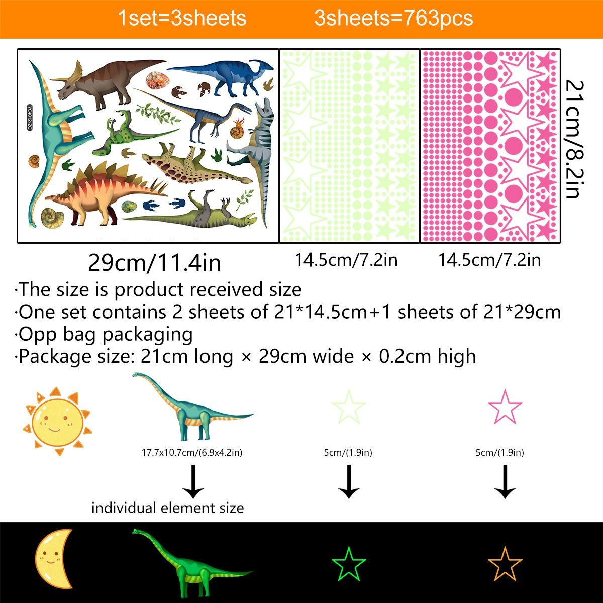 Glow-in-dark Dino Wall Decals – Removable, Luminous, Fun & Easy to Apply
