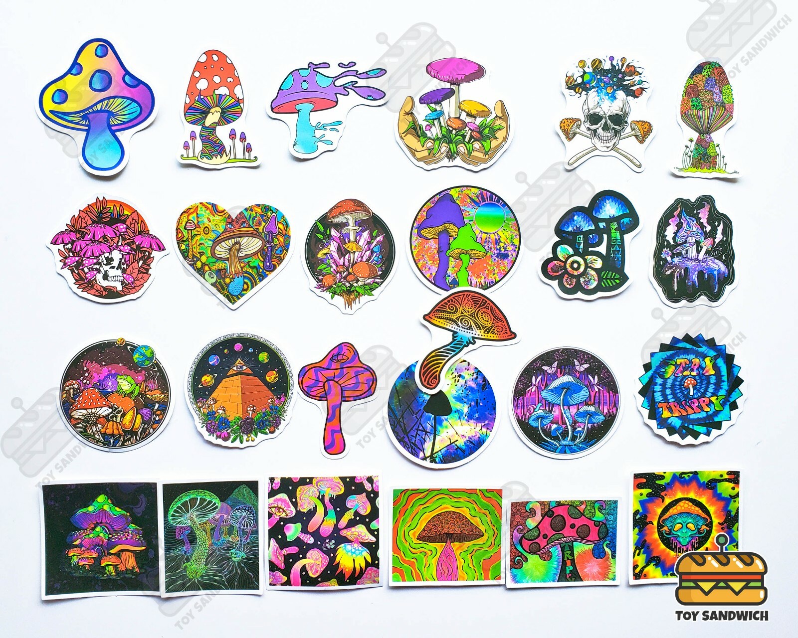 50 pcs "Trippy Mushroom" Sticker Pack 420 Get High Psychedelic Nature Decals