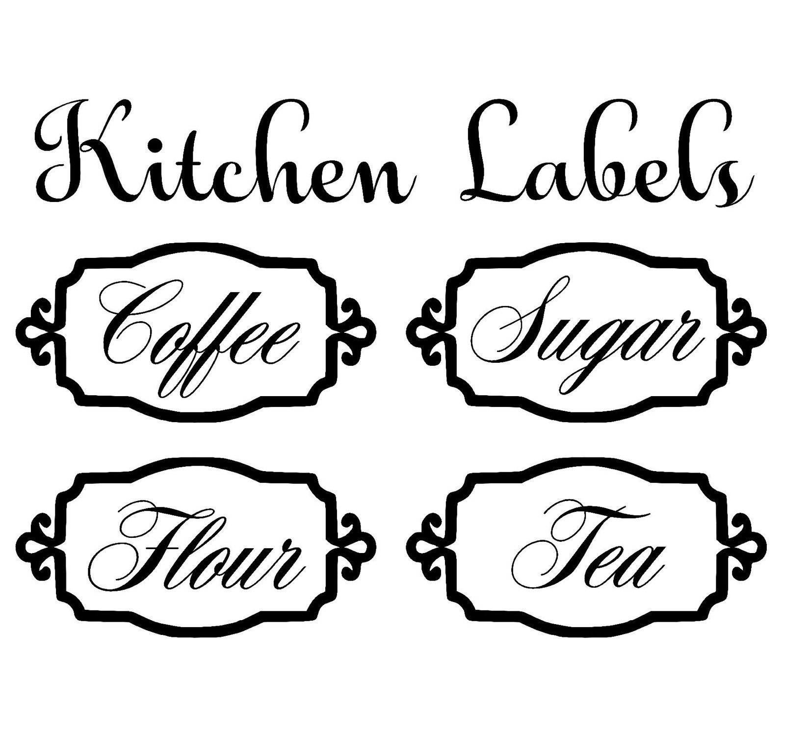 Custom Kitchen Canister label Set Vinyl Decal 63 Colors (Qty 4- see description)