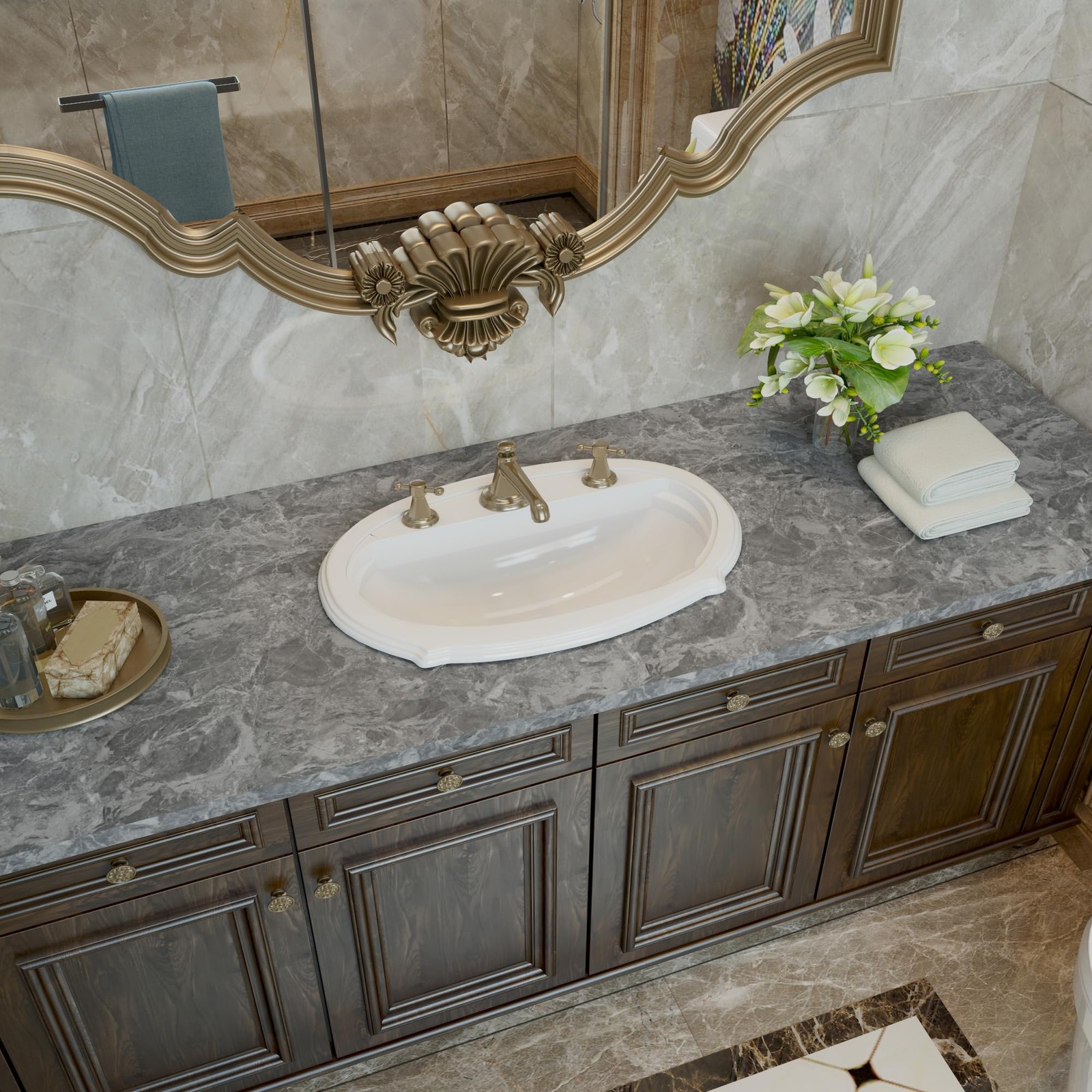 Large Grey Marble Granite Wallpaper Peel Stick Matte Thicken 24x354inch Water…