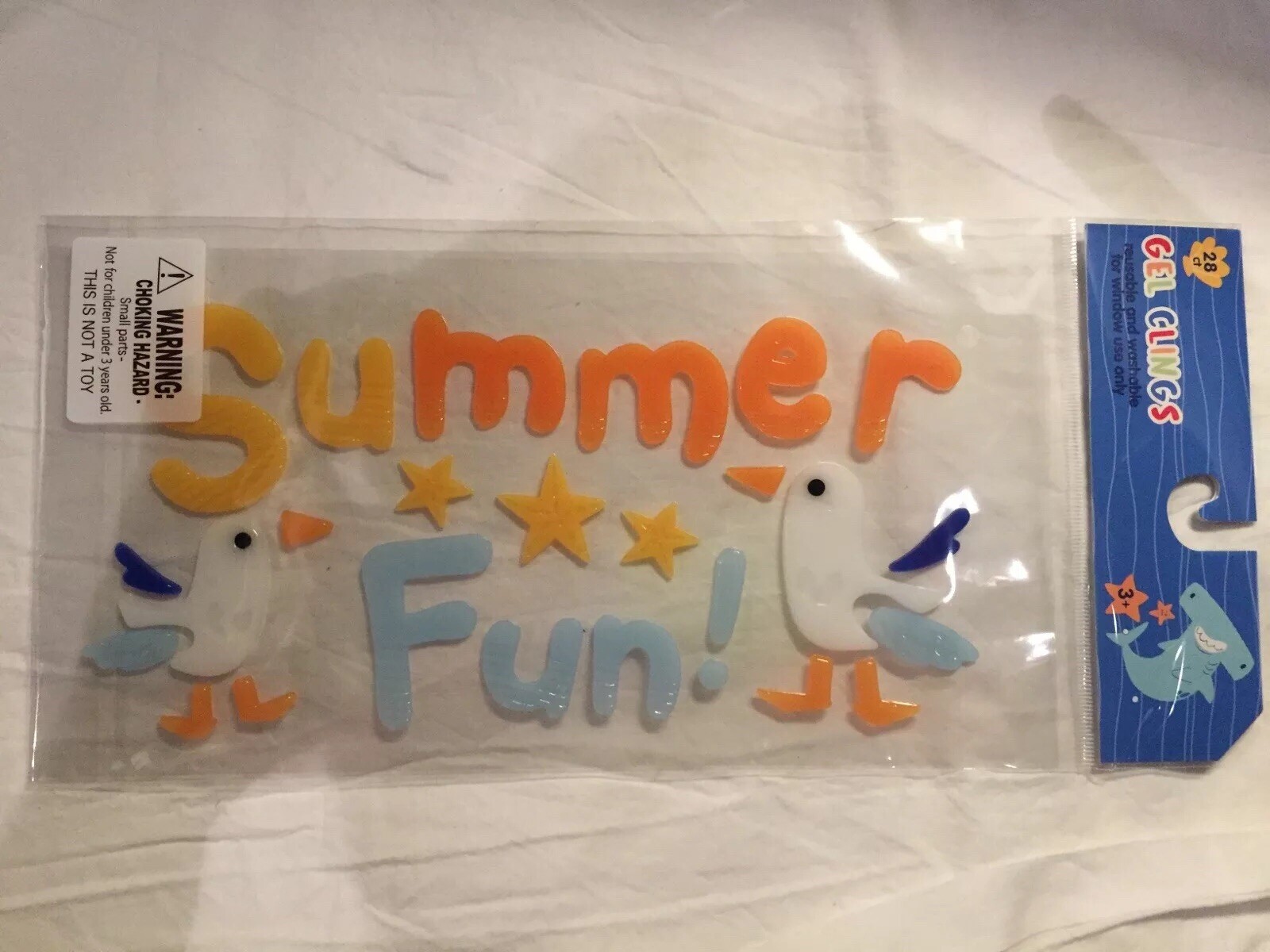 NEW Beach Seagulls Birds Summer Fun Stars Window Gel Clings Stickers Decor 28 ct