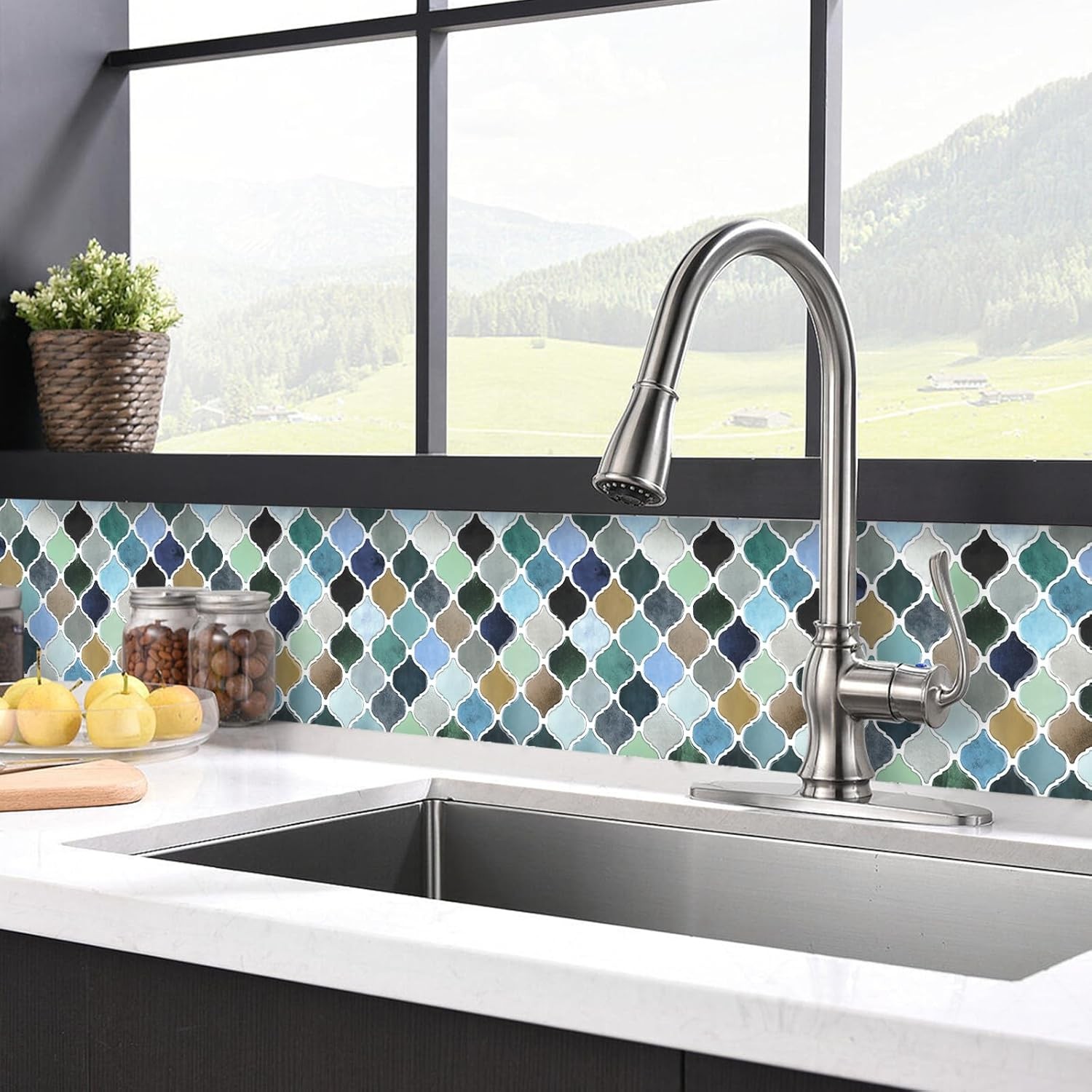 Arabesque Peel Stick Backsplash 12×12” Backsplash Tile for Kitchen Self Adhesive