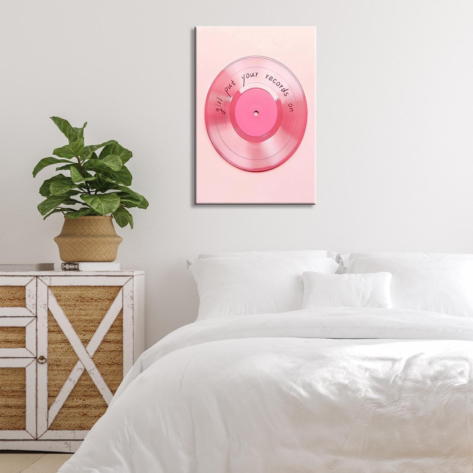Vintage Light Pink Vinyl Record Wall Art Poster Retro Maximalist Eclectic Can…