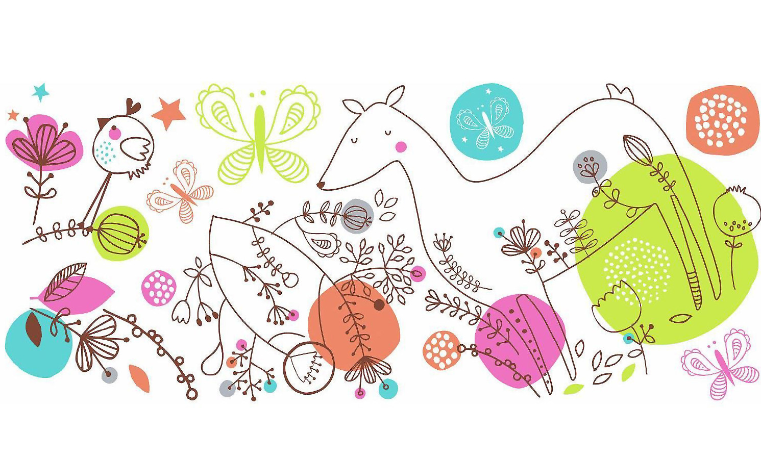 Nature Wall Art Large Decals Deer Bird Butterfly Peel&Stick Nursery Daycare