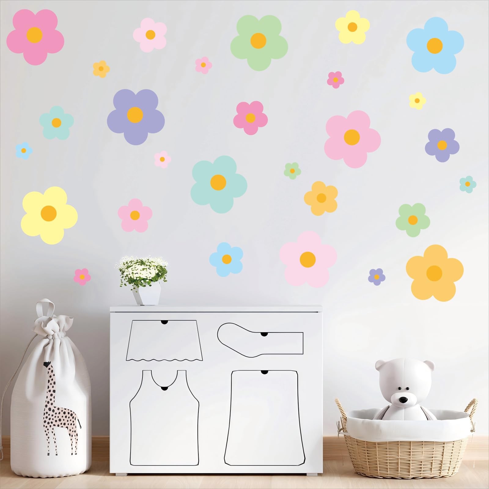 81 Pieces Wall Decal Flower Stickers – Removable Peel & Stick Wall Decals for…