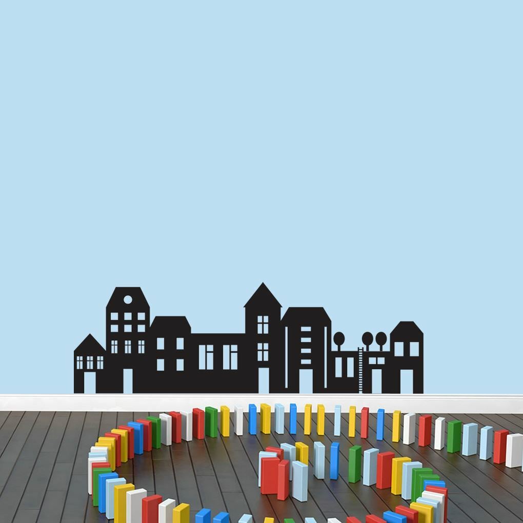 Little City Wall Decal – Kids, Nursery, Playroom, Classroom, Town, City, Sticker
