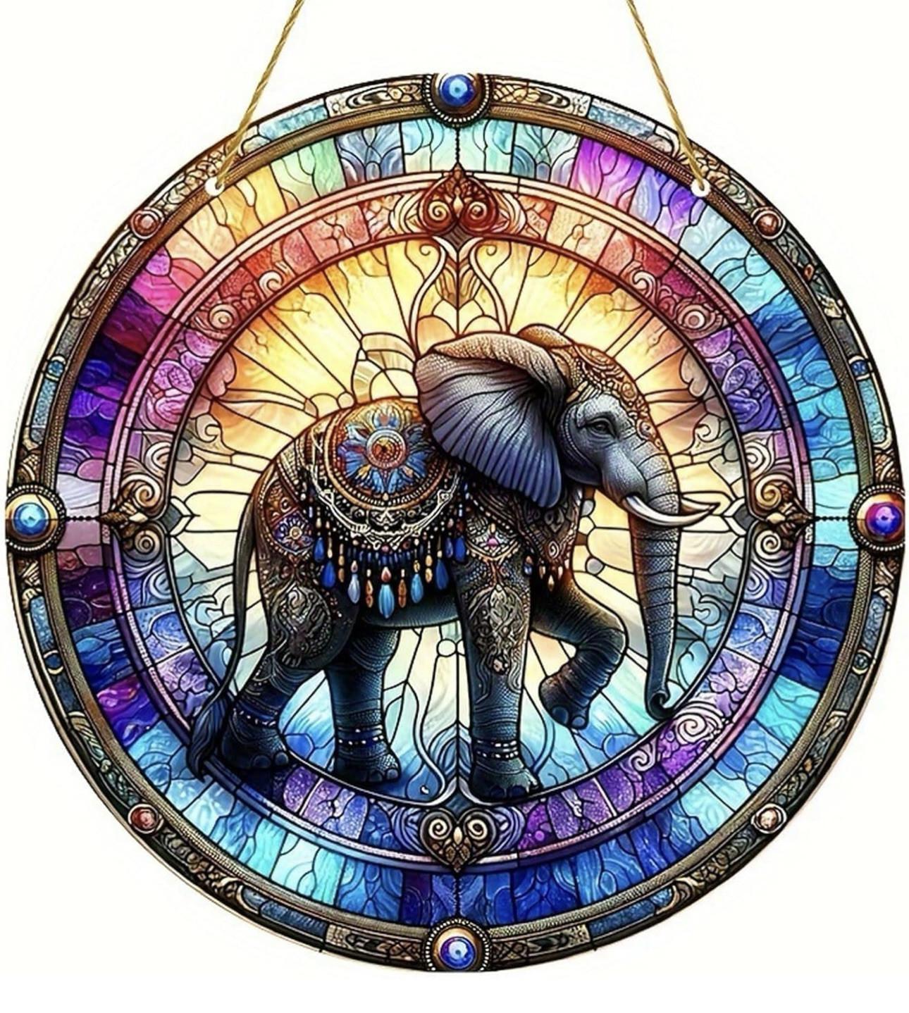 Multi Color Elephant Wall Decor 8×8 Mystic Country Style Home Decoration Acrylic