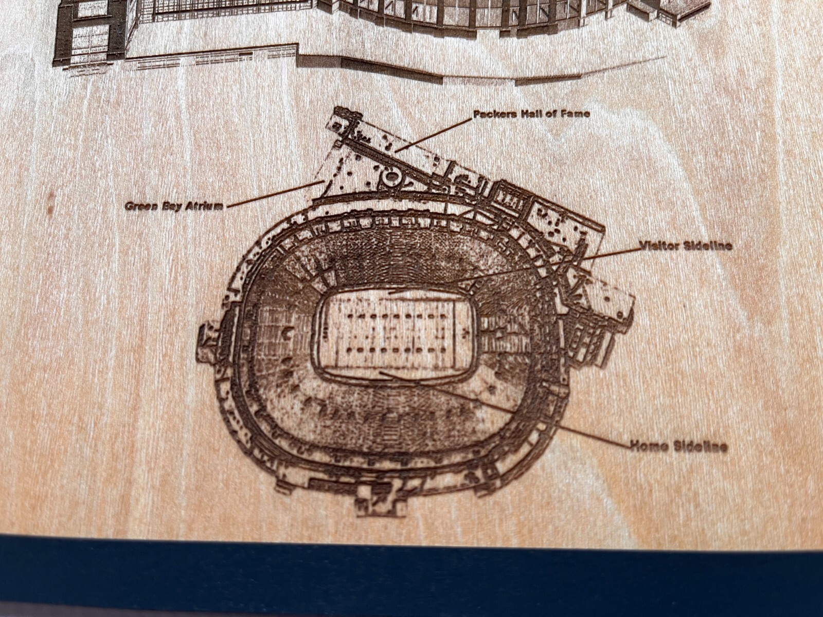 Lambeau Field Green Bay, Wisconsin Wood Engraved Blueprint