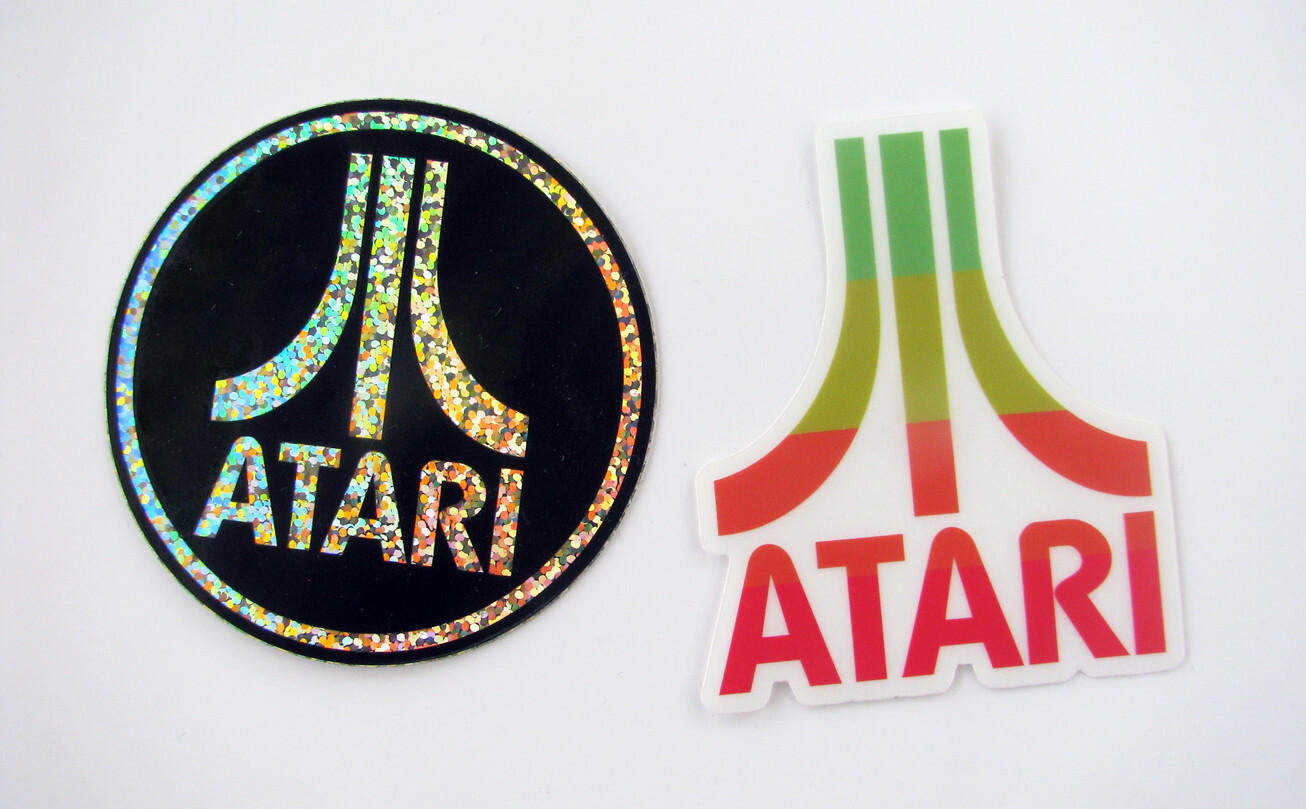 Atari Logo Sticker & Magnet Set Glitter Transparent Decal Retro Video Gaming