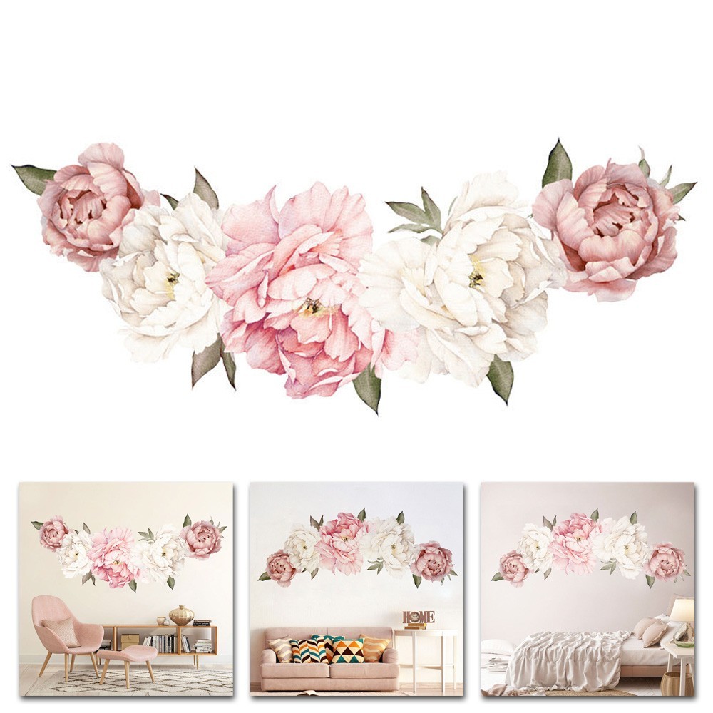LARGE PEONY FLOWER PATTERN BEDROOM WALL STICKER MURAL DECALS HOME ART DECOR SPEC