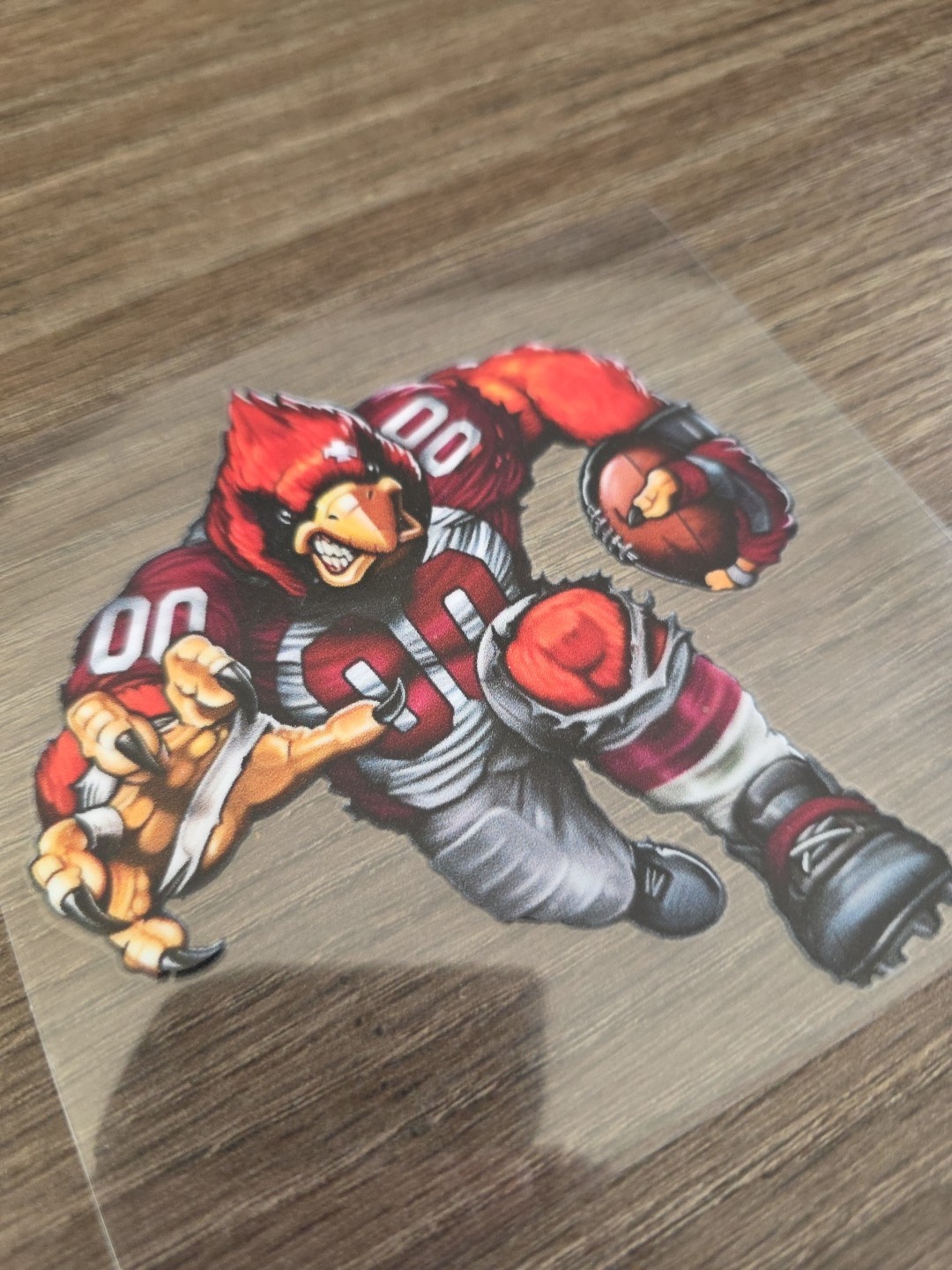 Arizona Cardinals Running Football Player Raised UV DTF Decal 4in X 4in Color