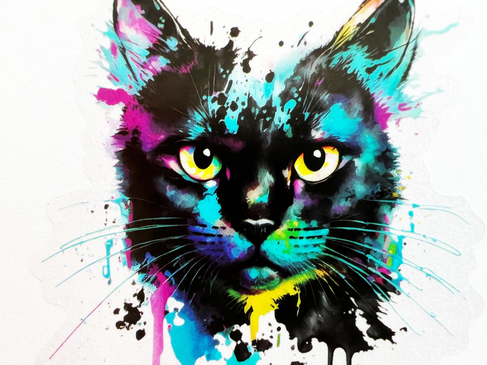2x Cute Black Cat 3in Transparent Stickers Kitty Eyes Pet Art Laptop Phone Decal