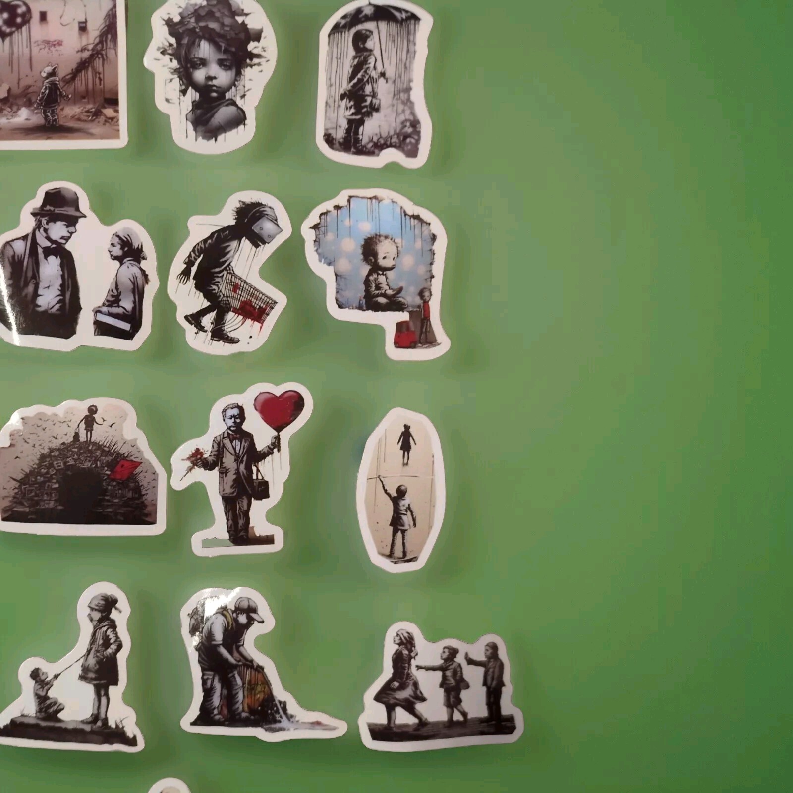 17 Pc. Banksy Art Sticker Pack -White – Waterproof – Street Art – France