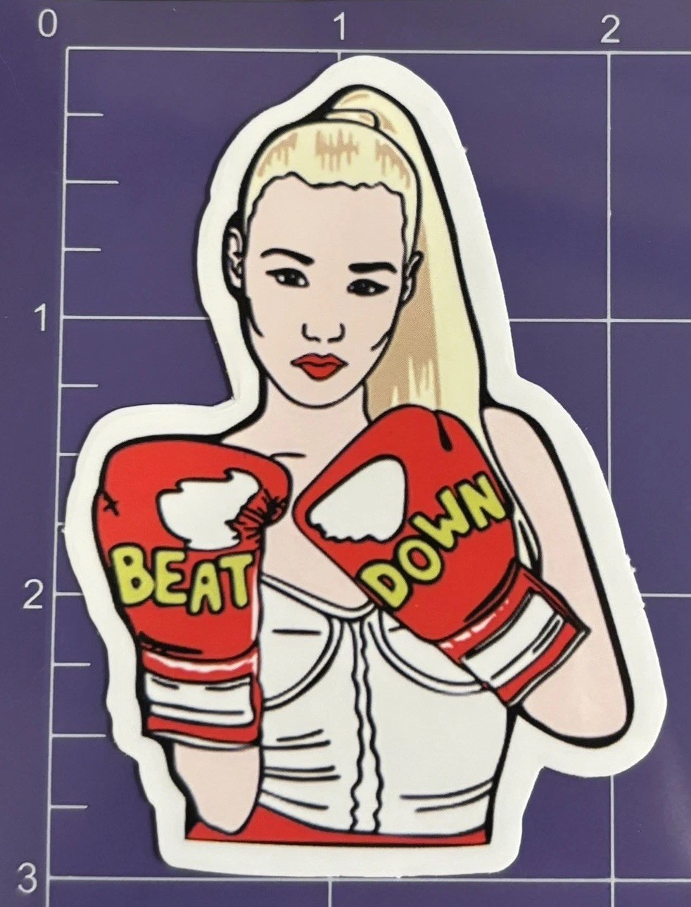 Beat Down Blonde Woman Boxer Boxing Gloves Vinyl Gloss Sticker #10