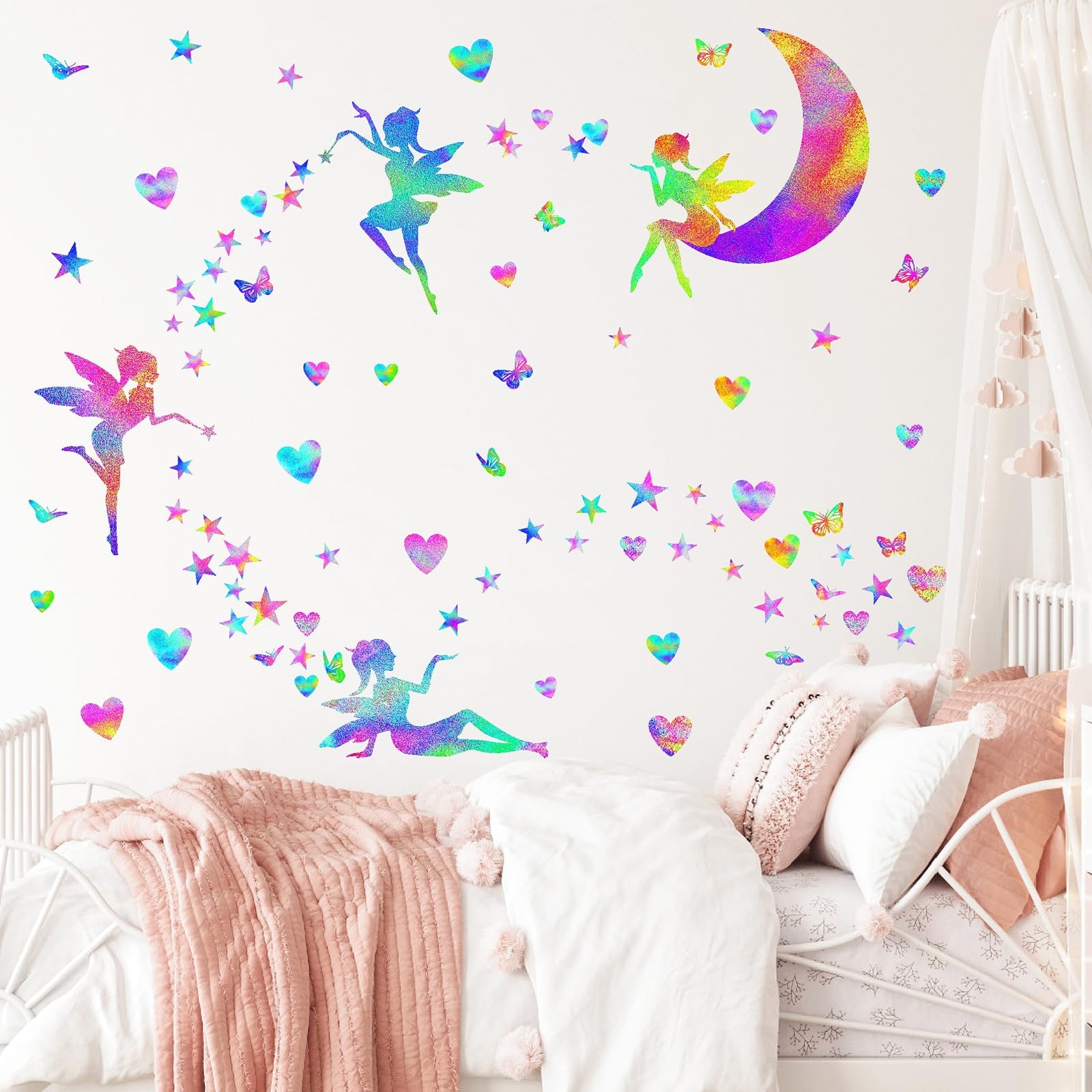 Colorful Fairy Wall Stickers for Girls Room Nursery Princess Wall Decals