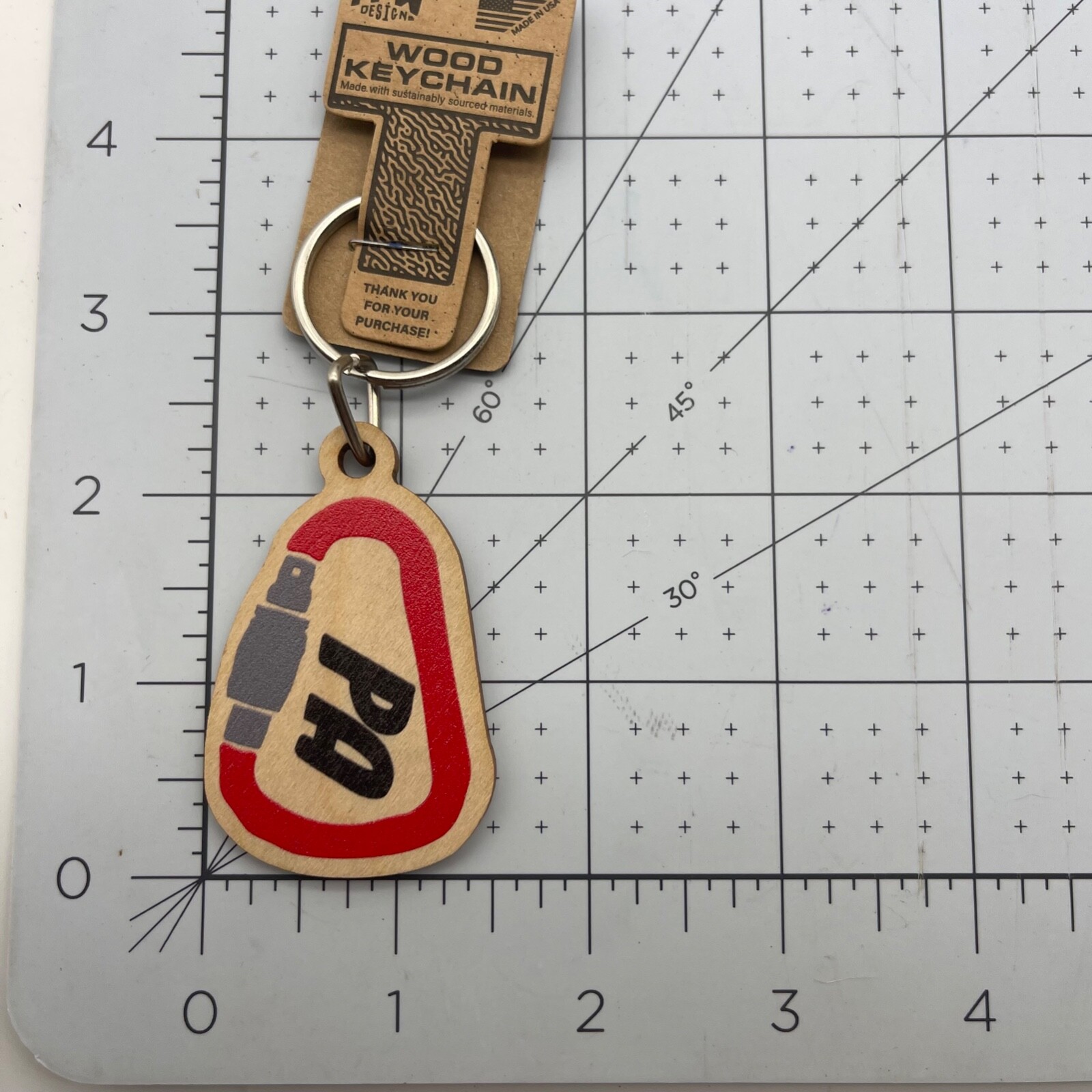 Metal and Wood Co Key Chain Travel USA Pennsylvania PA Carabin Biner