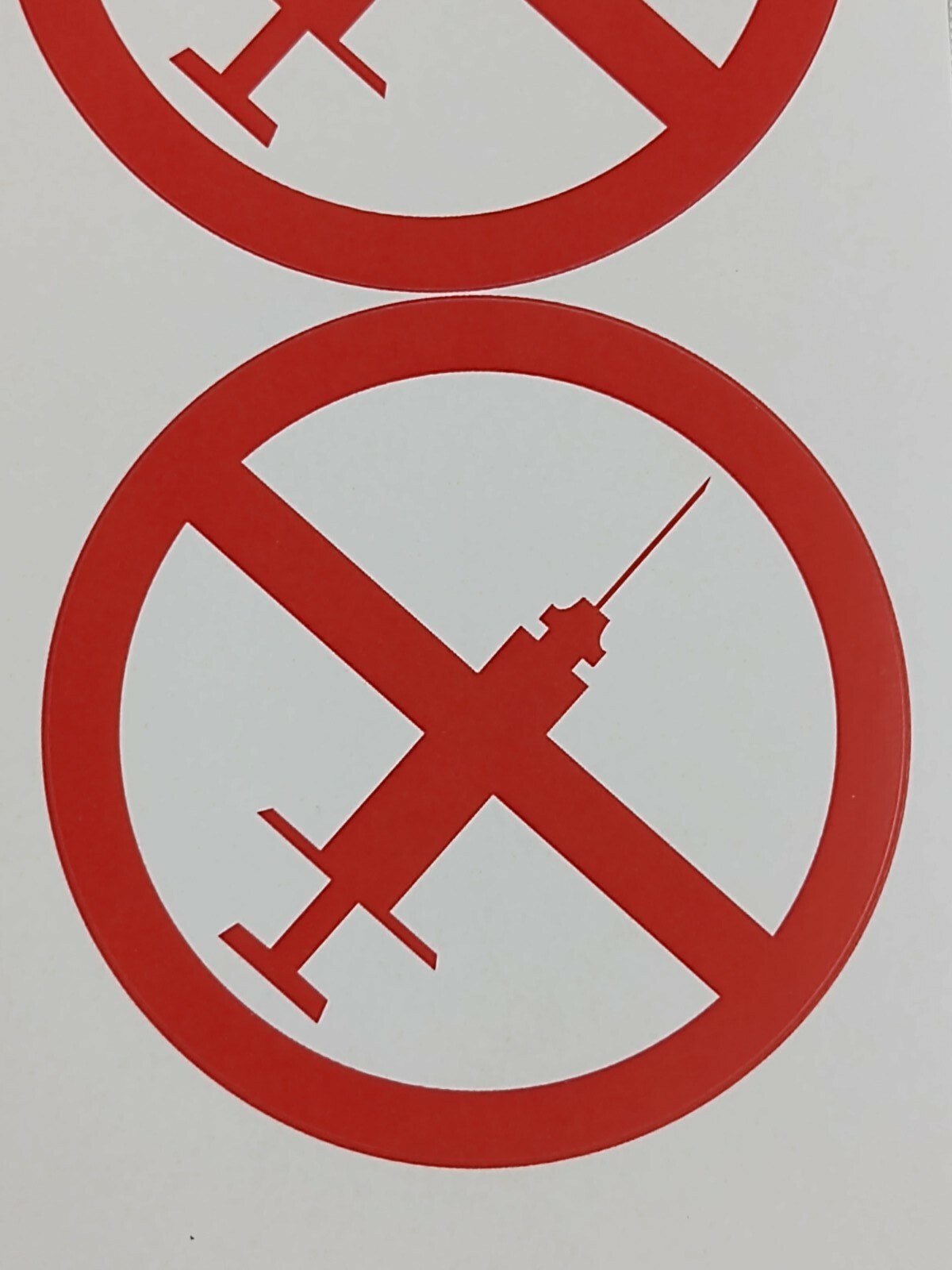 No Syringe Needles Round Trash Can Receptacle Stickers New Sheet Of 12 Stickers