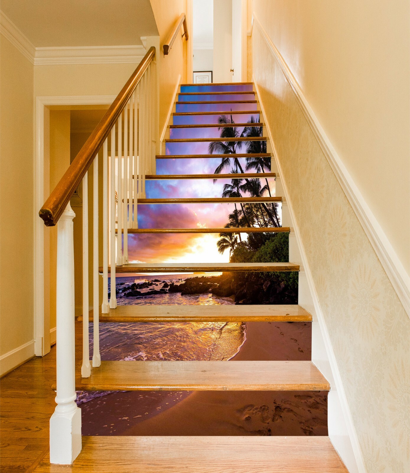 3D Sunset Beach NA451 Stair Risers Decoration Photo Mural Decal Wallpaper Fay