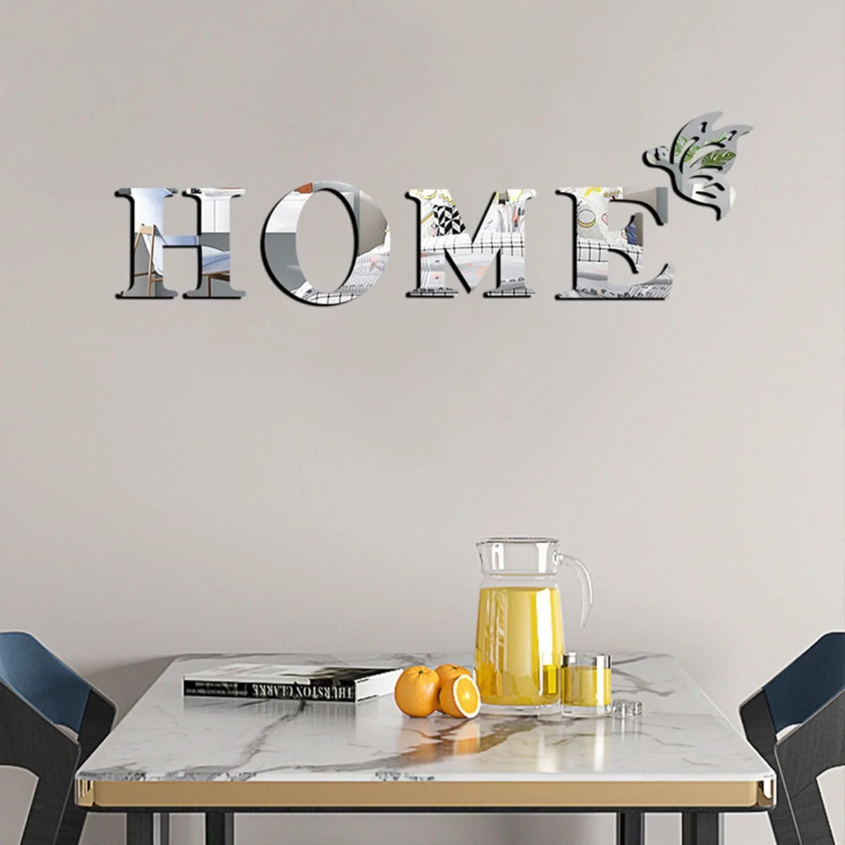 HOME 3D Mirror Wall Sticker Decorative Acrylic Home Sign Entrance Wall Décor
