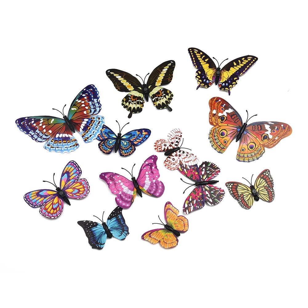 12Pcs – 3D/Luminous Butterfly Wall Stickers Double Layer Decals Home Art/ Decor