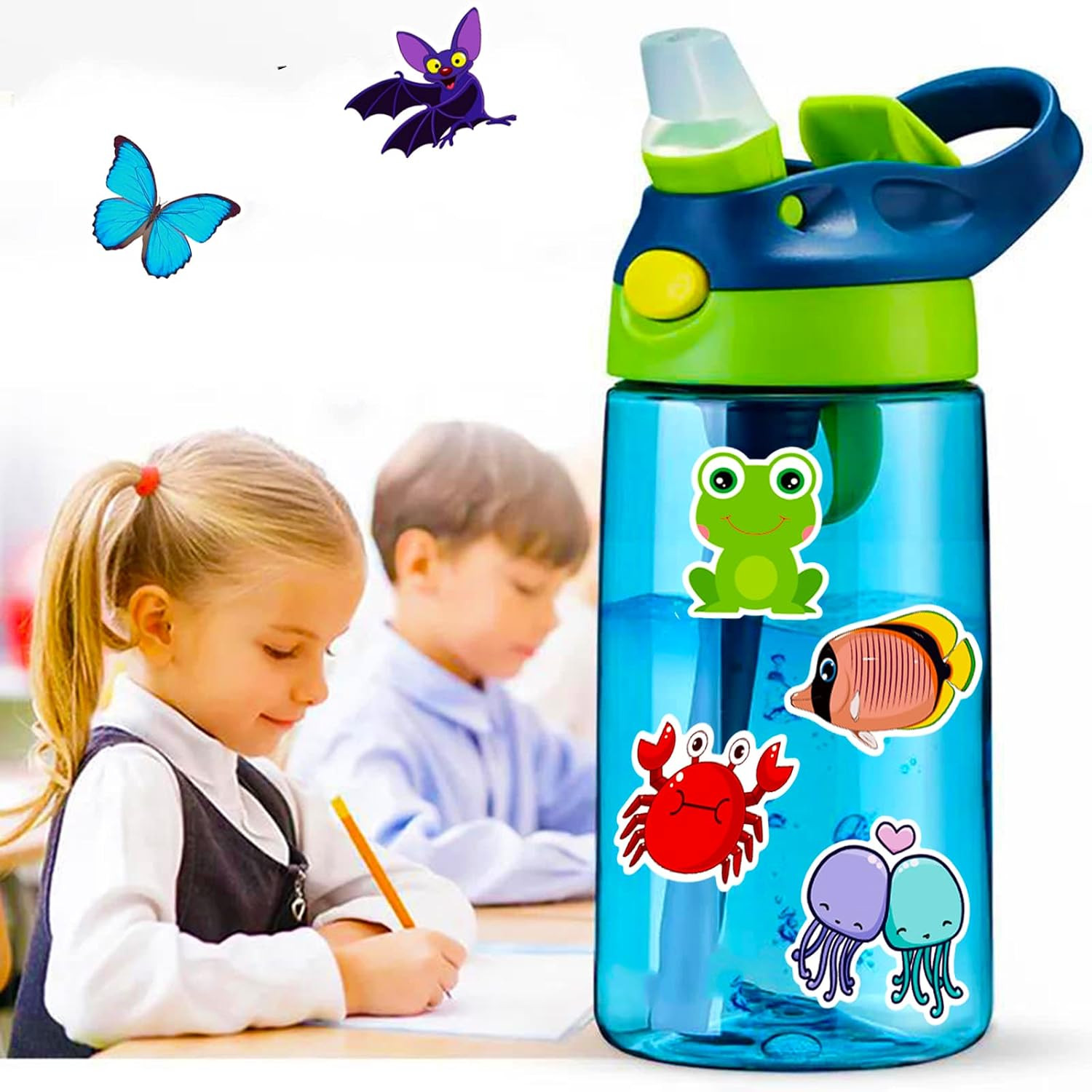 Cute Animal Stickers for Kids, 100 Pcs Zoo Animal Stickers for Water Bottle, Vin