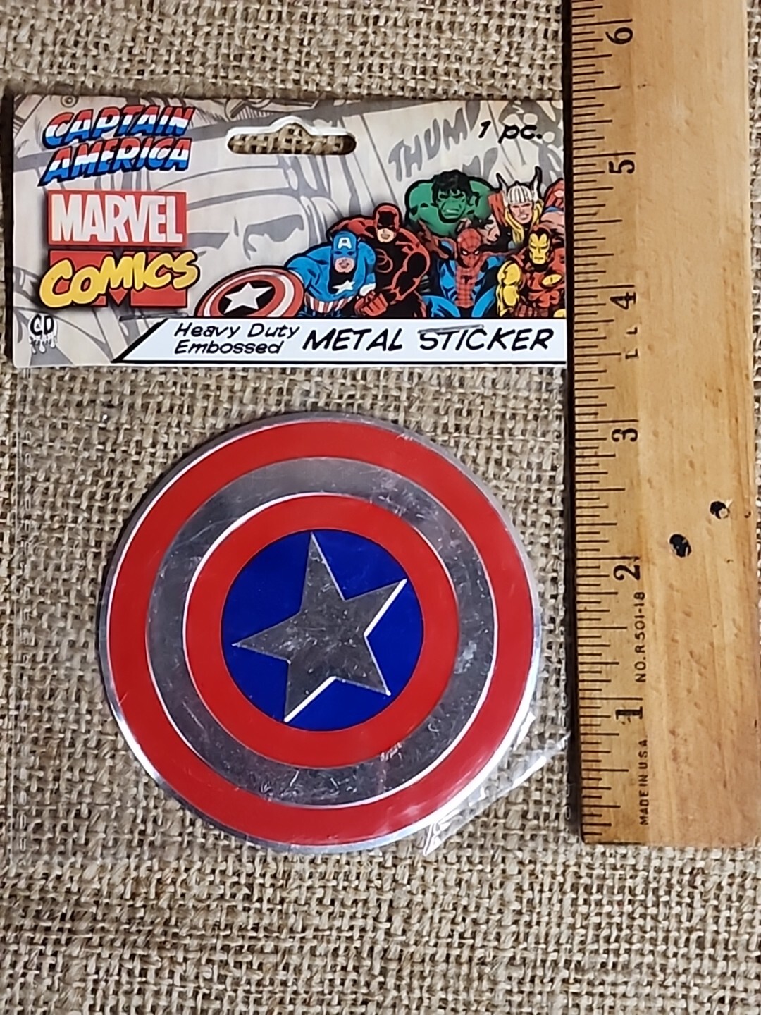 Captain America Heavy Duty Embossed Metal Sticker New