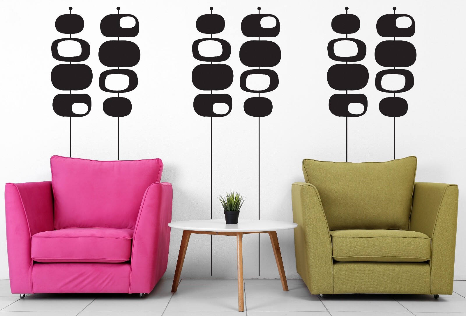 Mid Century Modern Decals, Geometric Decal, Removable Wall Decor for Renters