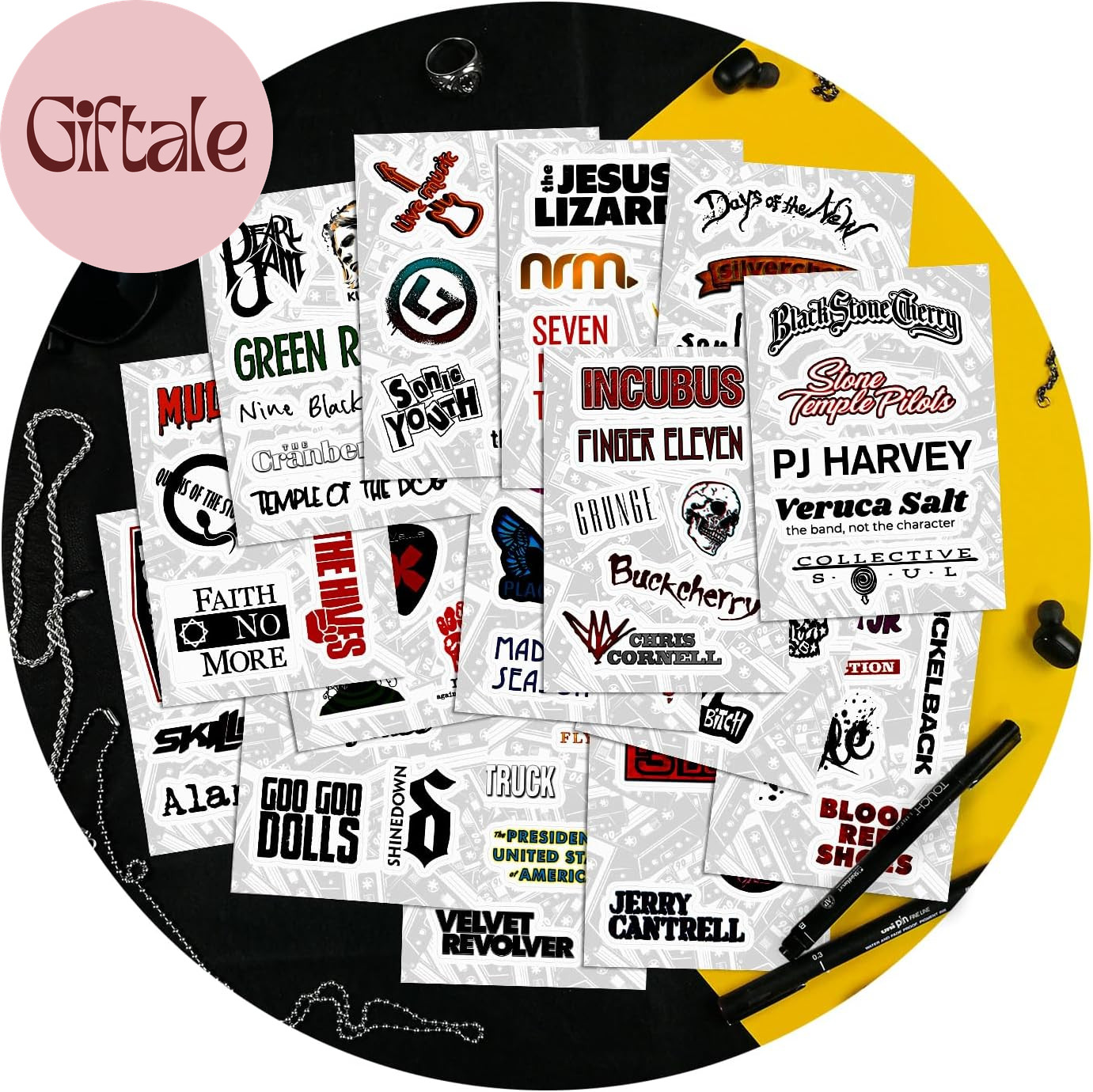 100Pcs Grunge Stickers, 90'S Grunge Music, Rock Stickers, Rock Band Decals, Musi