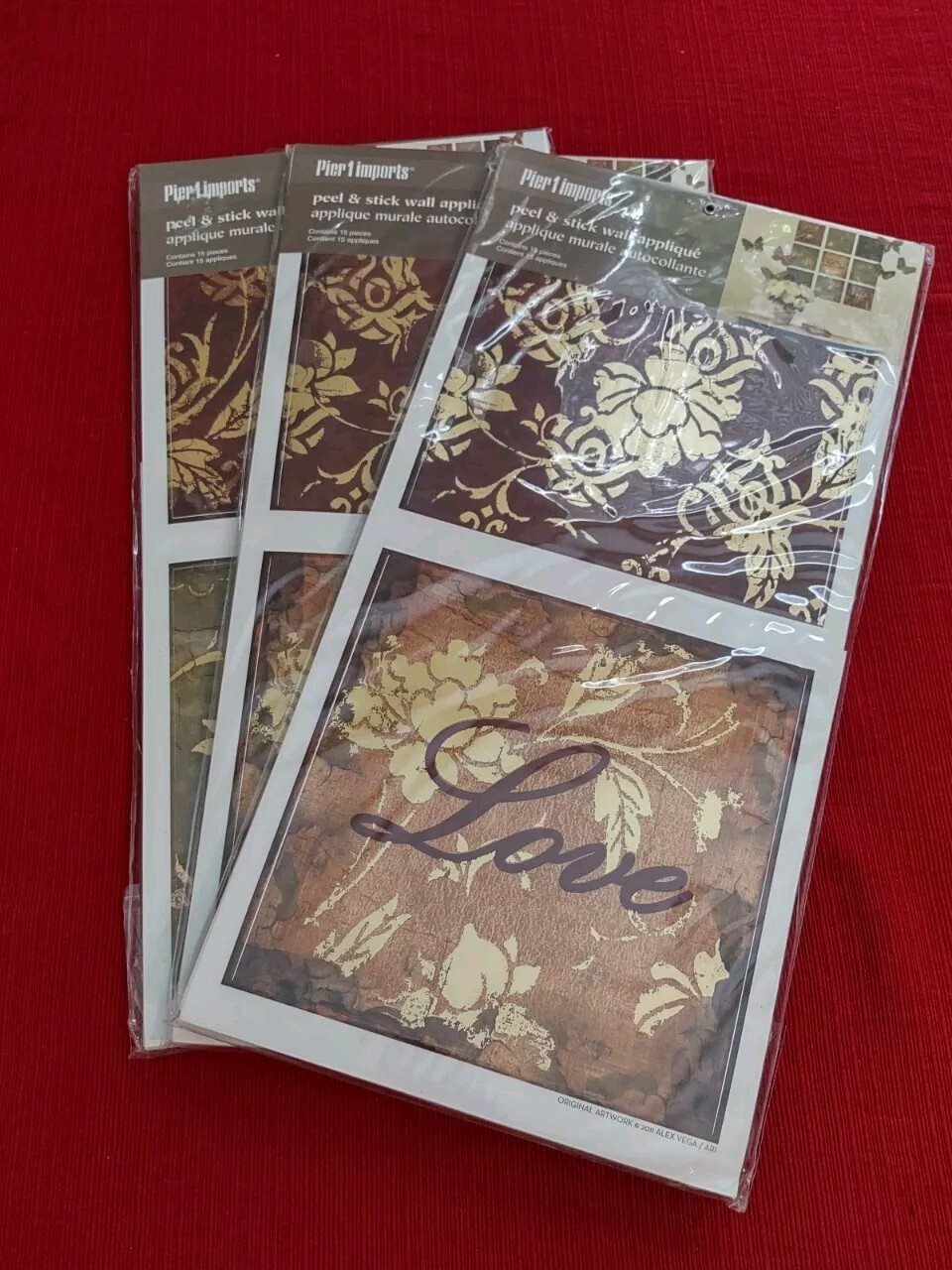3 Pier 1 Imports Butterfly/Floral Peel & Stick Wall Applique (15) Each Brand New