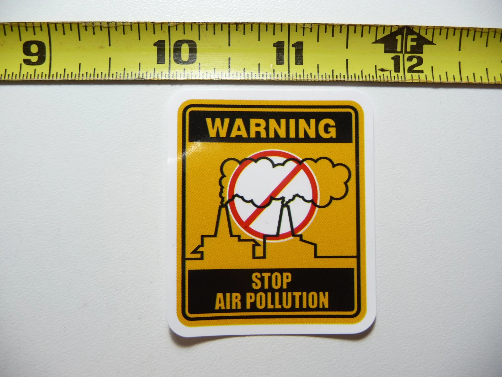 WARNING STOP AIR POLLUTION SMALL STICKER DECAL BUSINESS COMPANY POLICY DOOR