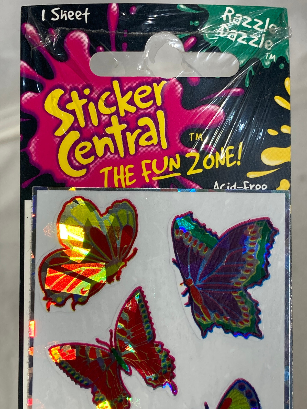 Vntg Sticker Central Butterfly Adhesive Craft Stickers 1" H. 1997 1 Sheet USA