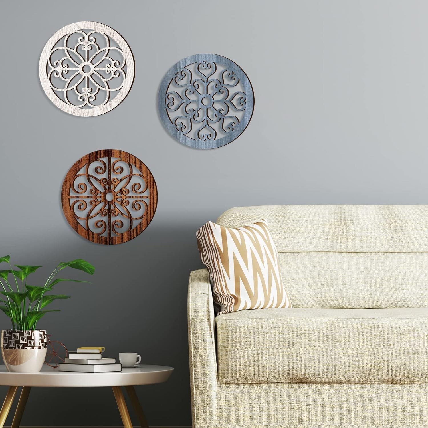 Set of 3 Rustic Wood Wall Decor for Living Room & Bedroom – Vintage Style
