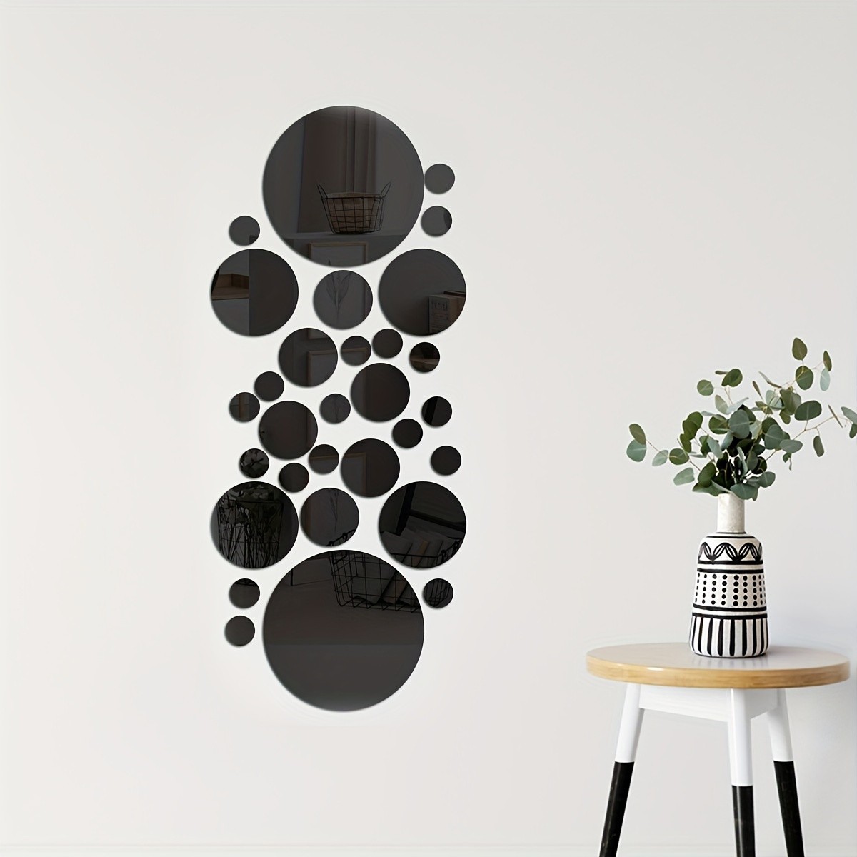 Reusable Self Adhesive Mirror Tiles Lightweight Hallway Background Wall