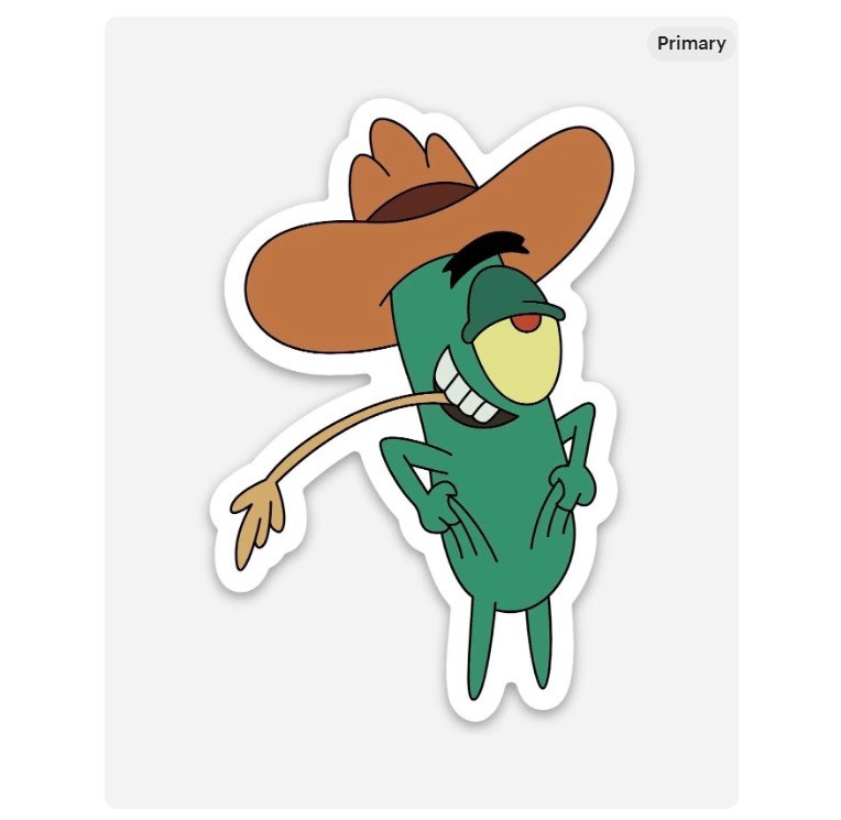 3” SpongeBob Plankton Sticker Matte Finish Dishwasher Safe