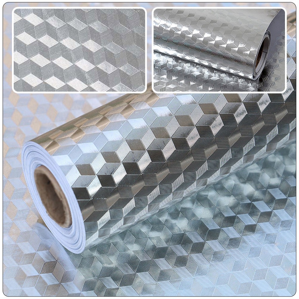1 Roll of Kitchen Oil-proof Aluminum Foil Sticker Anti Greasy Counter Sticker