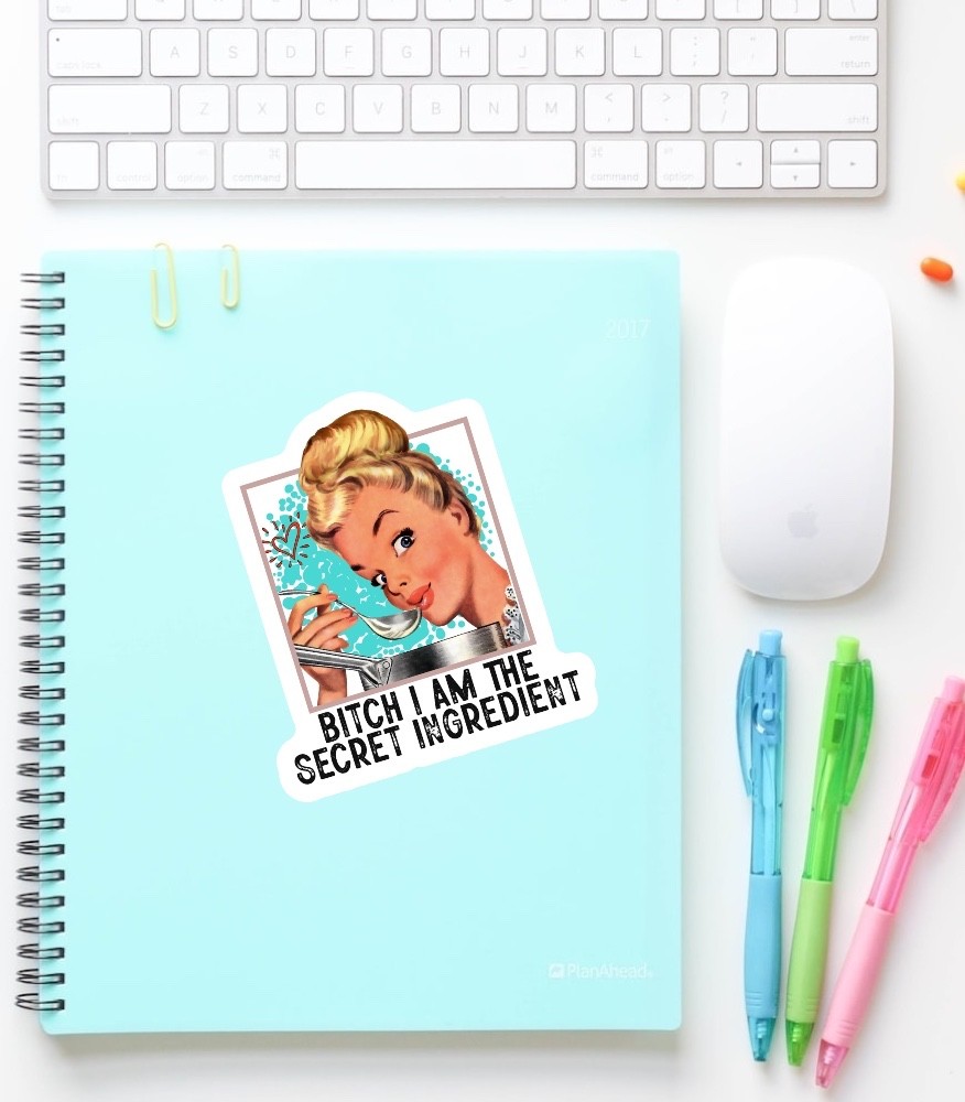 Retro Lady Funny Waterproof Weatherproof Vinyl Sticker | The Secret Ingredient