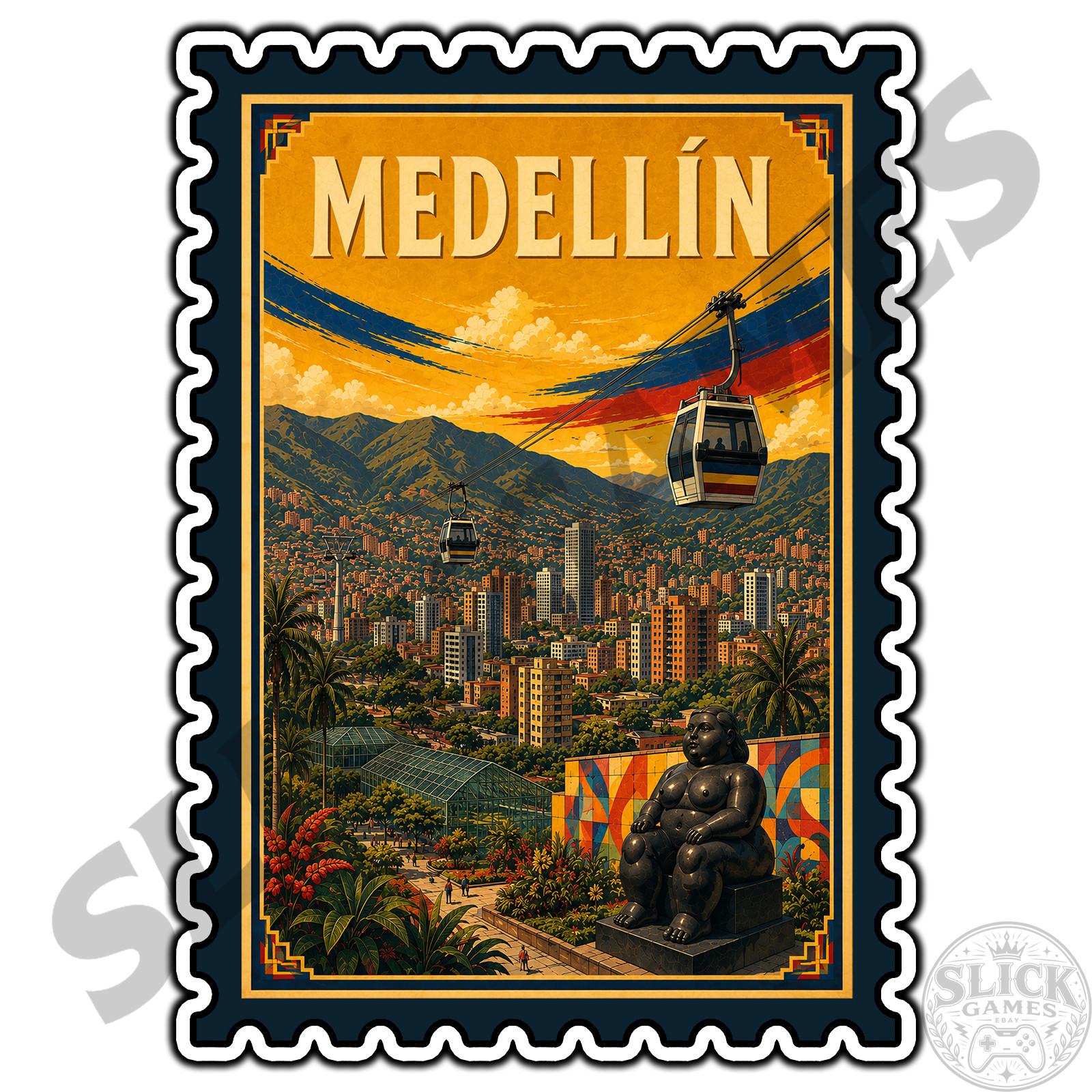 Medellin Colombia Travel Postage Stamp Sticker #1 Waterproof Vinyl Decal Die-Cut