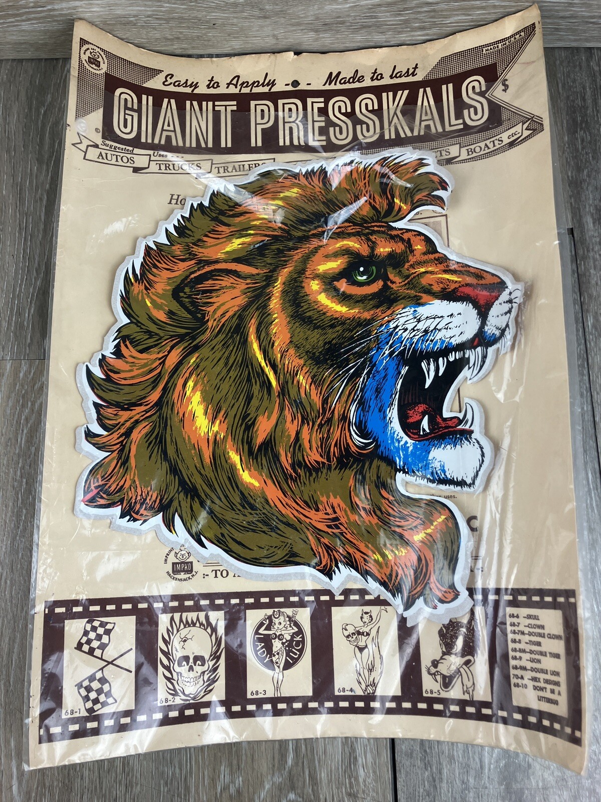 lion giant decal sticker vintage impko 12.5” x 12”