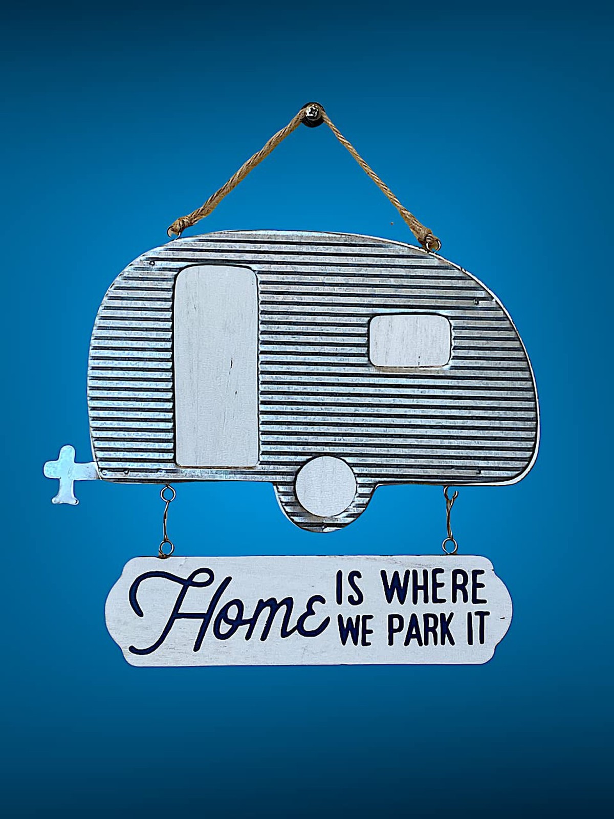 Camper RV Trailer Sign / Home Is Where We Park It / Rustic Wood Metal Outdoor…