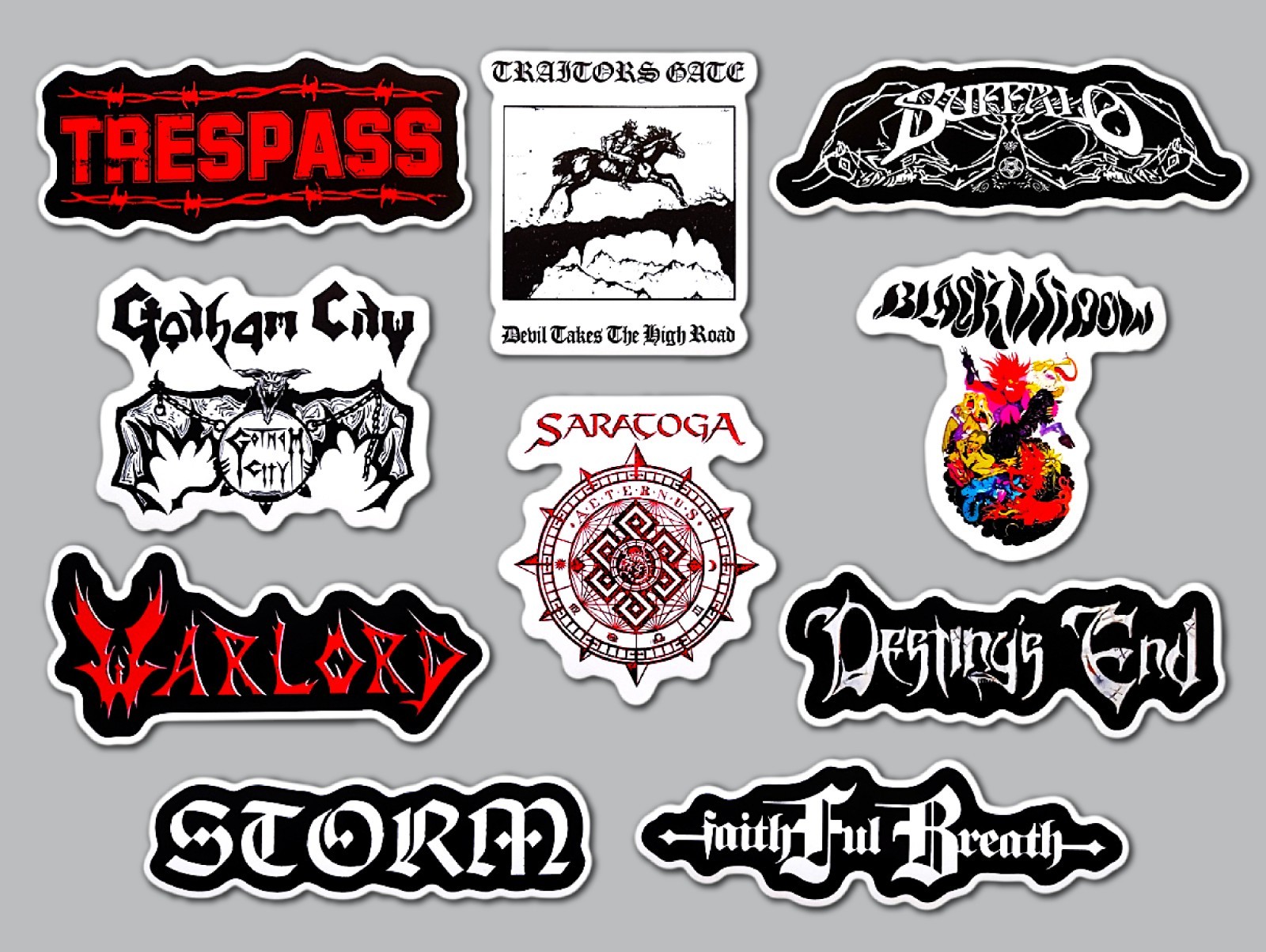 Metal Sticker Pack (QTY 10) SET 10 warlord black widow heavy metal classic 80s
