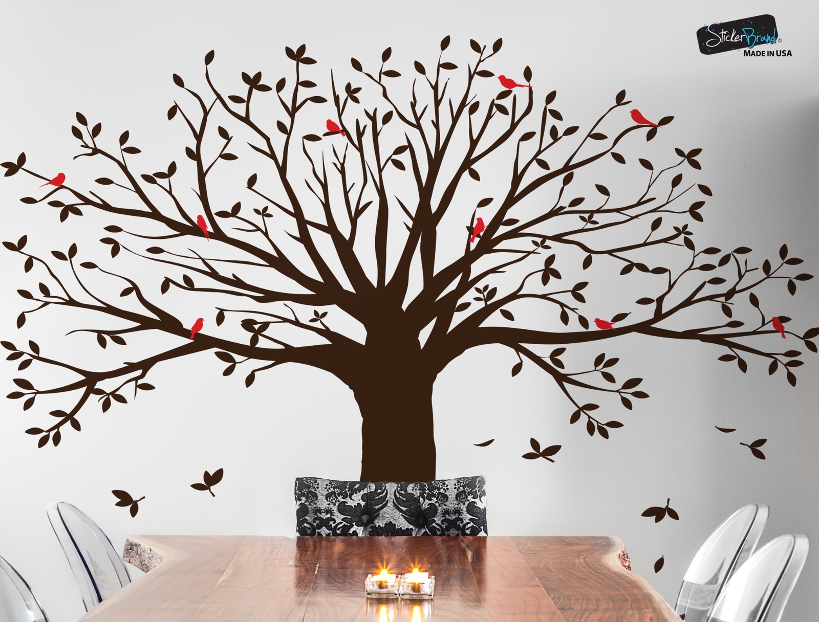 Large Family Tree w/ Birds Wall Decal Sticker by Stickerbrand. Living Room #6087