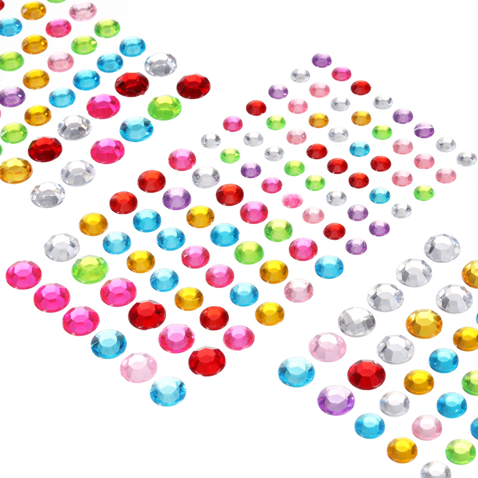 440Pcs Gems Stickers for Crafts, 5 Sheet Circular Rhinestone Sticker, Multicolor