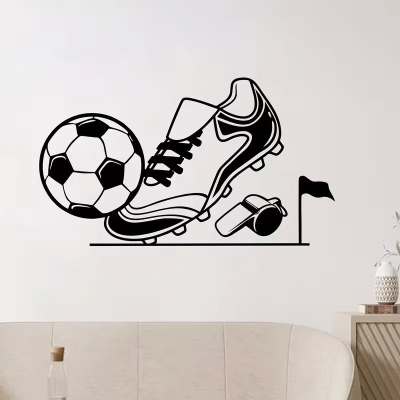 Contemporary Football & Sneakers Wall Decal Surface Installation Cartoon Pattern