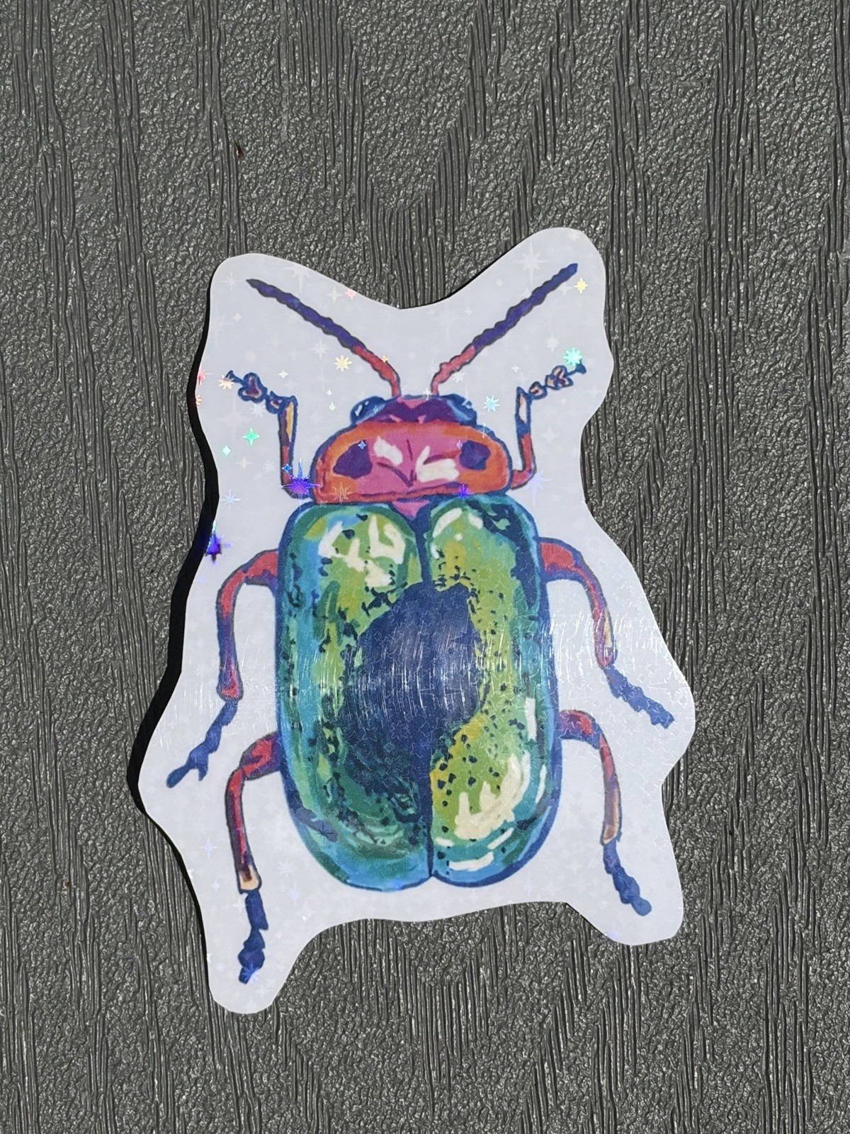 Colorful Beetle Waterproof Sticker: Aesthetic Insect Art Decal