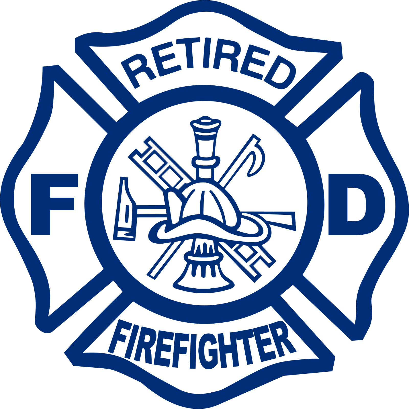 Retired Firefighter Decal Vinyl Sticker Fire Dept Maltese Cross First Responder