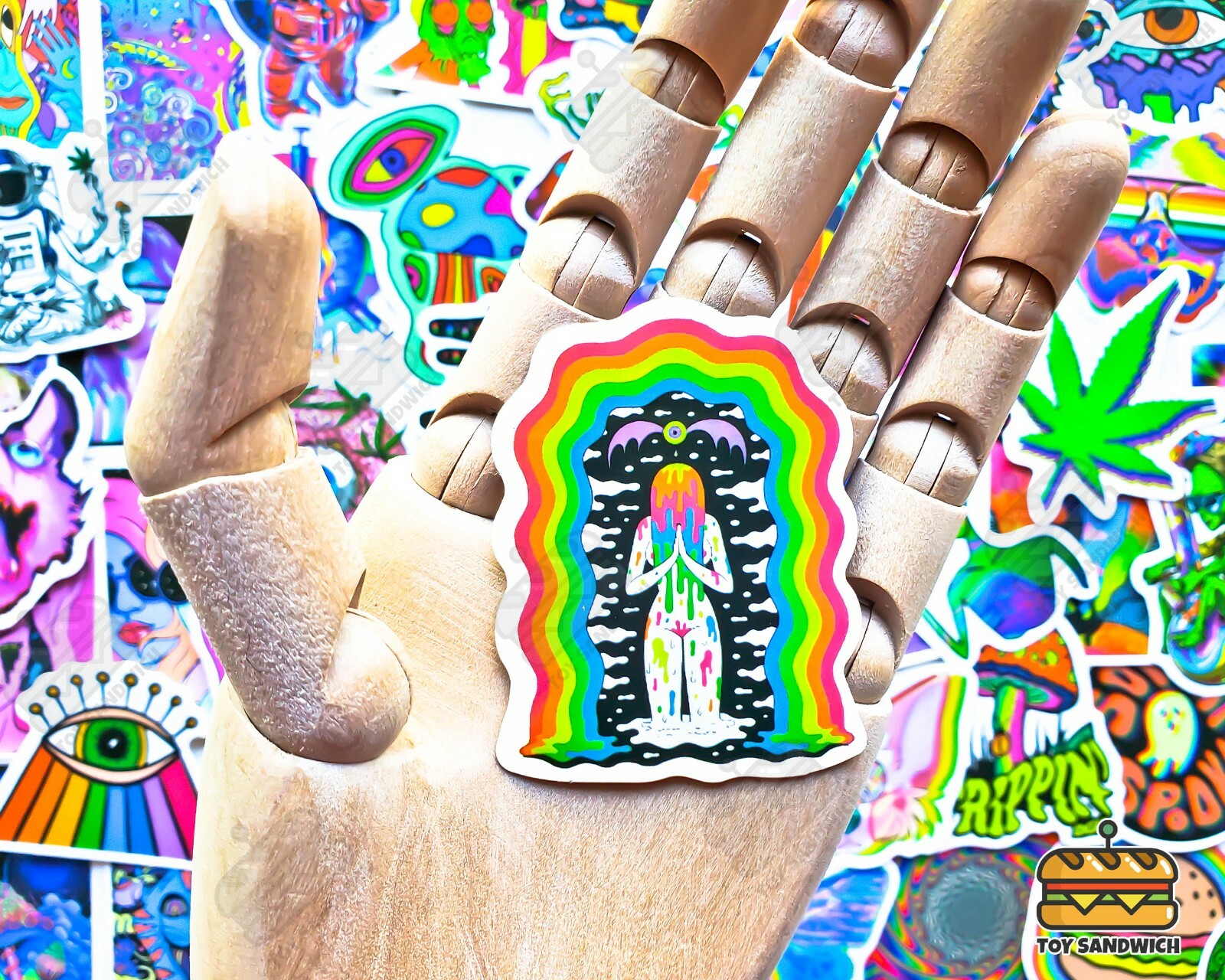 50 pcs "Psychedelic" Sticker Pack Abstract Rainbow Smoking Hippie Trippy Decals